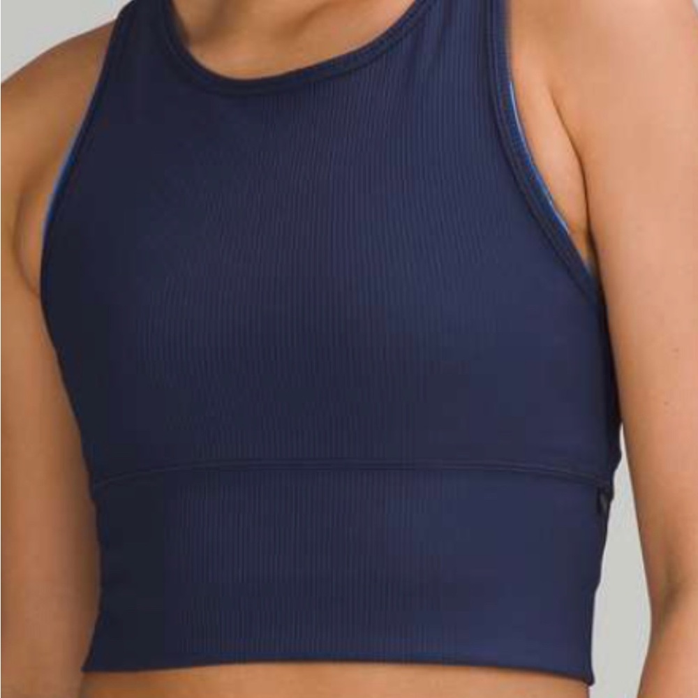 Women's Lululemon Navy Blue Ribbed Crop Top